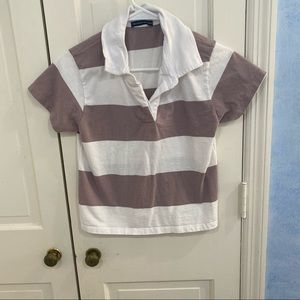 Brandy Melville Cropped Colored T-Shirt Pink and White One Size